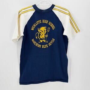 Vintage Velva Sheen t-shirt 70s Wickliffe High School Marching Blue Devils